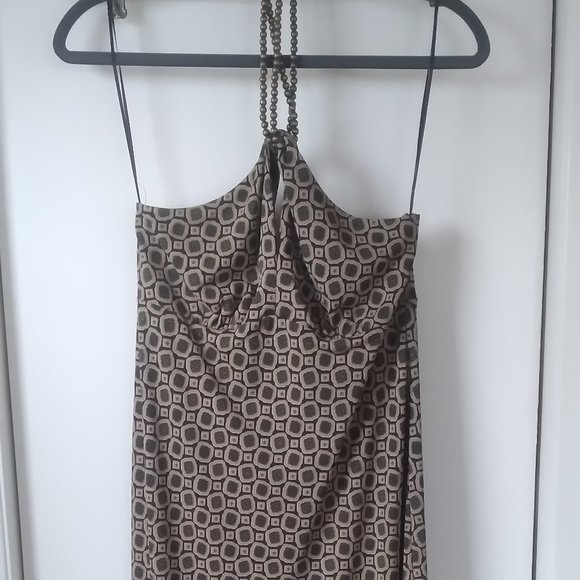 Michael Kors Halter Dress Size 6, Bronze/Green pattern. - Picture 1 of 3